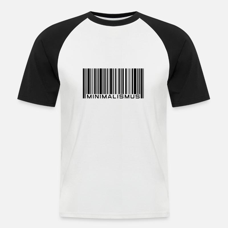 Minimalismus - Barcode - Strichcode - Männer Baseball-T-Shirt - Weiß/Schwarz