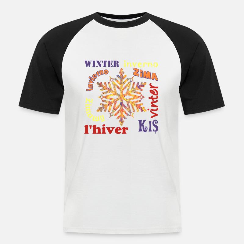 Winter multilingual E 53 - Men's Baseball T-Shirt - white/black