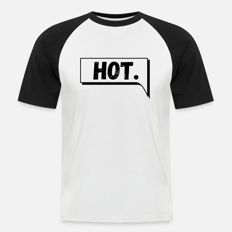 Comic Sprechblase Hot - Männer Baseball-T-Shirt - Weiß/Schwarz