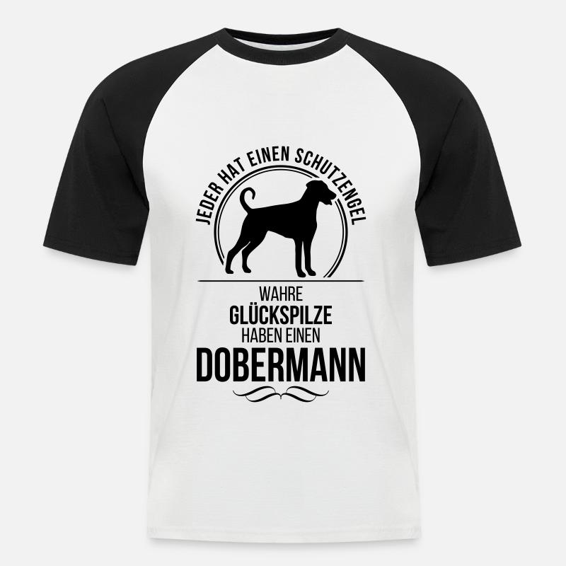DOBERMANN Schutzengel Wilsigns - Männer Baseball-T-Shirt - Weiß/Schwarz