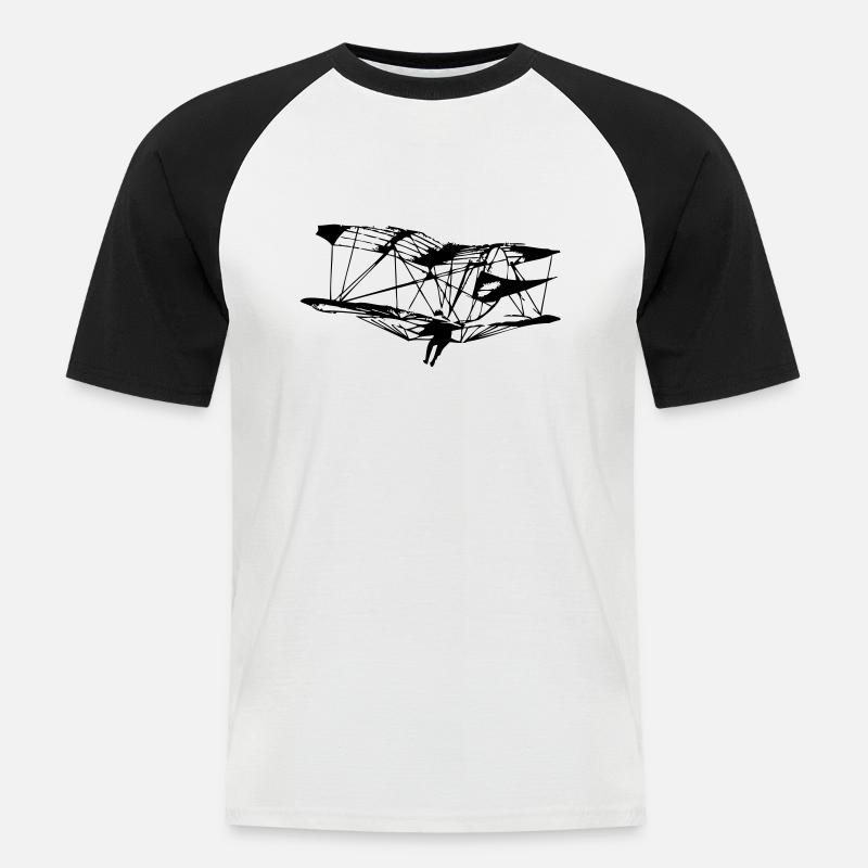 Lilienthal Doppeldecker - Männer Baseball-T-Shirt - Weiß/Schwarz