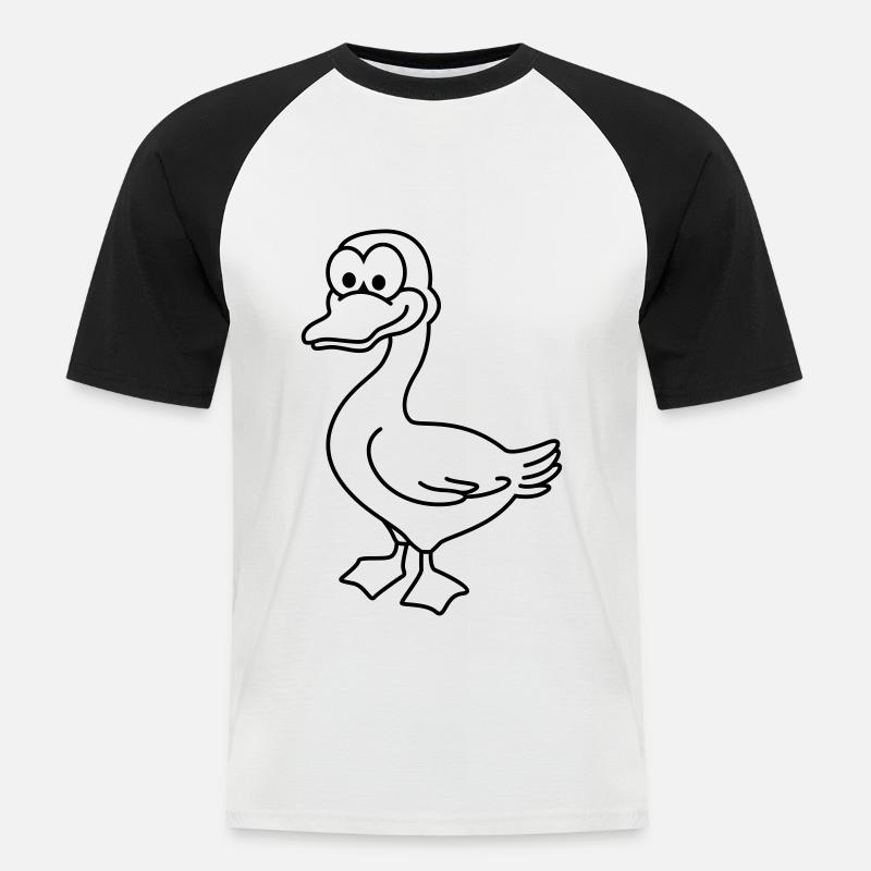 Gans Comic Tier - Männer Baseball-T-Shirt - Weiß/Schwarz