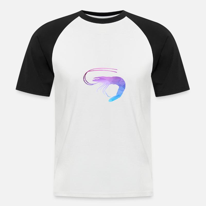 Garnele Polygon - Männer Baseball-T-Shirt - Weiß/Schwarz