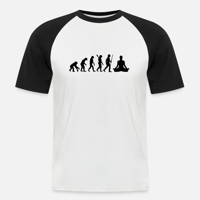 MEDITATION EVOLUTION! - Männer Baseball-T-Shirt - Weiß/Schwarz