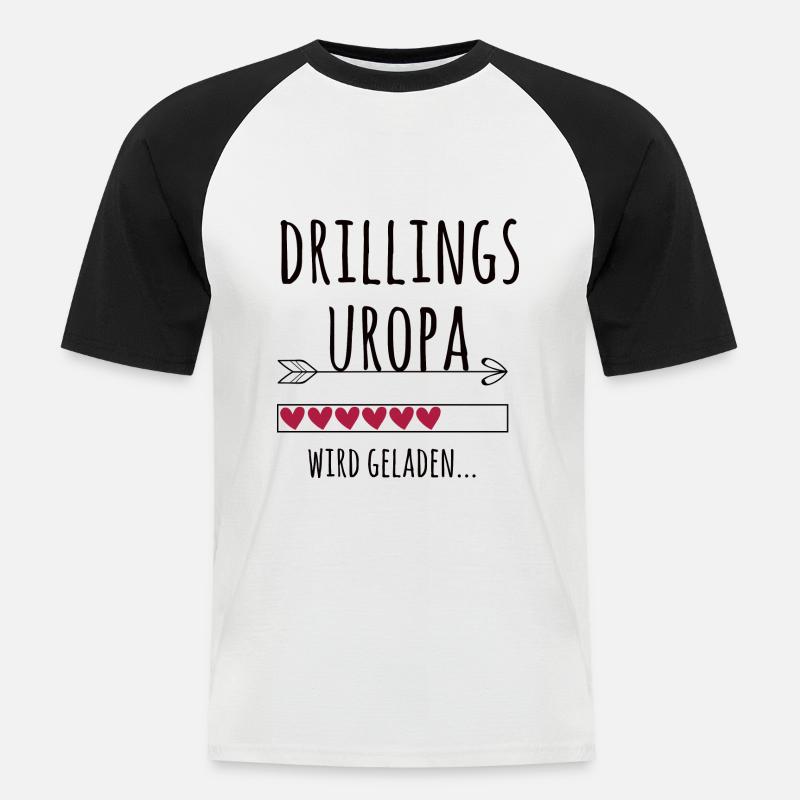 werdender Drillingsuropa Schwangerschaft Drillinge - Männer Baseball-T-Shirt - Weiß/Schwarz
