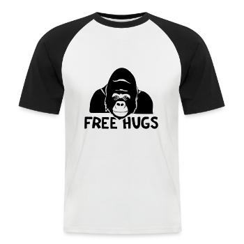 Free Hugs Gorille - T-shirt baseball manches courtes Homme - blanc/noir - Devant - Nik (191cm)