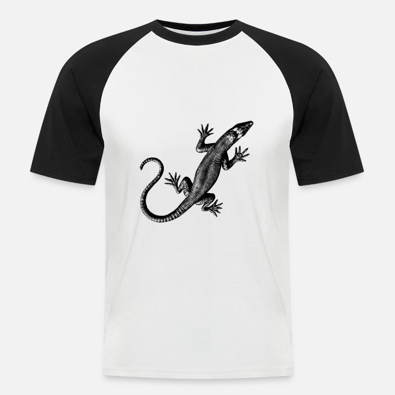 Grafik einer Eidechse - Männer Baseball-T-Shirt - Weiß/Schwarz