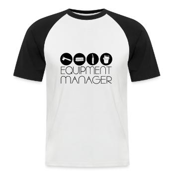 Equipment manager icons - Männer Baseball-T-Shirt - Weiß/Schwarz - Vorne - Nik (191cm)