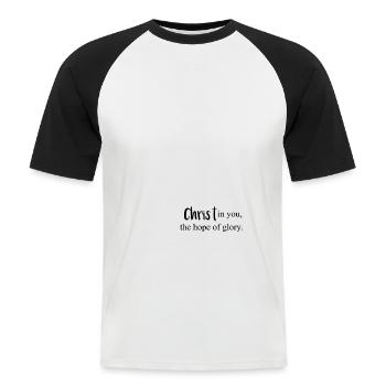 Christliche Kleidung & Christus in dir - Männer Baseball-T-Shirt - Weiß/Schwarz - Vorne - Nik (191cm)