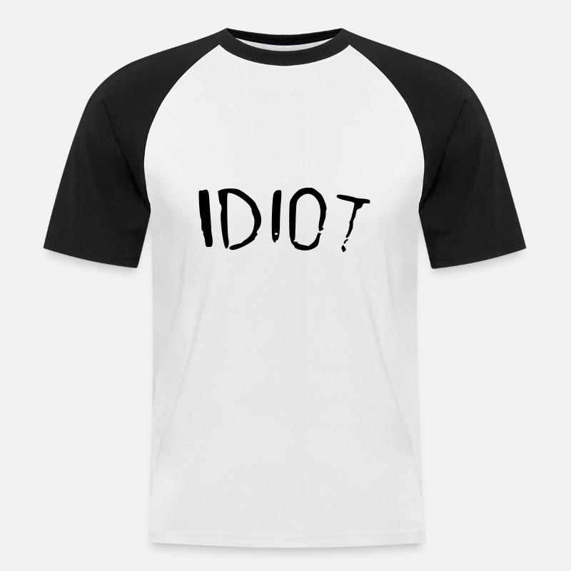 idiot - Männer Baseball-T-Shirt - Weiß/Schwarz
