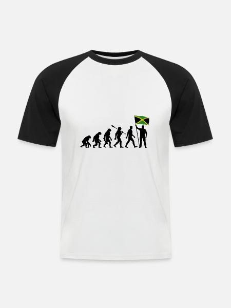 Jamaica - Evolution - Flagge - Nation - Männer Baseball-T-Shirt - Weiß/Schwarz