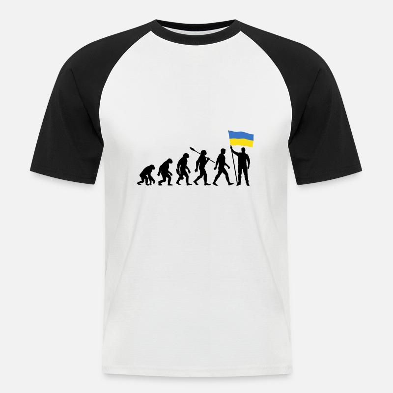 Ukraine - Evolution - Flagge - Nation - Männer Baseball-T-Shirt - Weiß/Schwarz