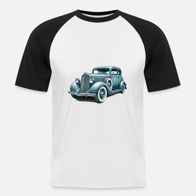 Oldtimer Oldtimer Illustration - Männer Baseball-T-Shirt - Weiß/Schwarz