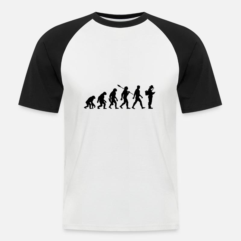 Evolution - Imker - Bienen - Bienenzucht - Männer Baseball-T-Shirt - Weiß/Schwarz