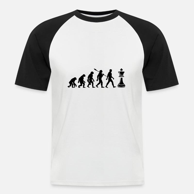 Evolution - Chess - Chess Players - Men's Baseball T-Shirt - white/black