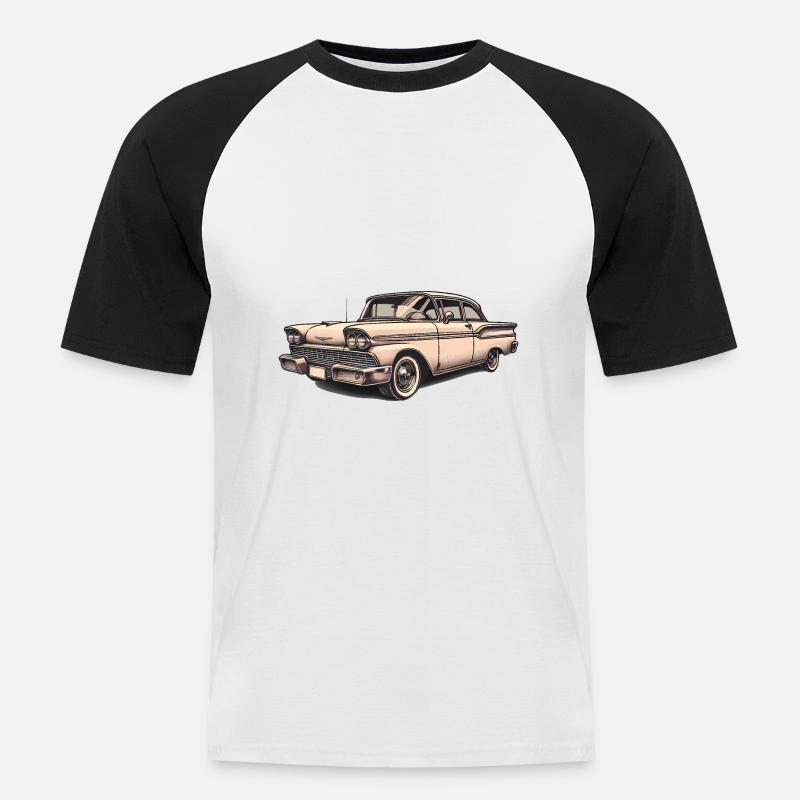 Oldtimer Oldtimer Illustration - Männer Baseball-T-Shirt - Weiß/Schwarz
