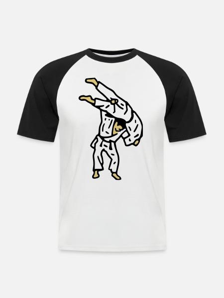 kata_guruma0 - Men's Baseball T-Shirt - white/black