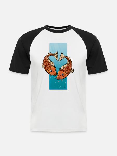 The Pisces-heart - Männer Baseball-T-Shirt - Weiß/Schwarz