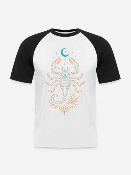 Skorpion Sternzeichen – Mystisches Symbol - Männer Baseball-T-Shirt - Weiß/Schwarz