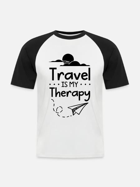 Travel is My Therapy - Men's Baseball T-Shirt - white/black