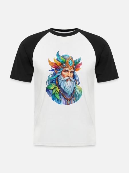 Druide Wasserfarben - Männer Baseball-T-Shirt - Weiß/Schwarz