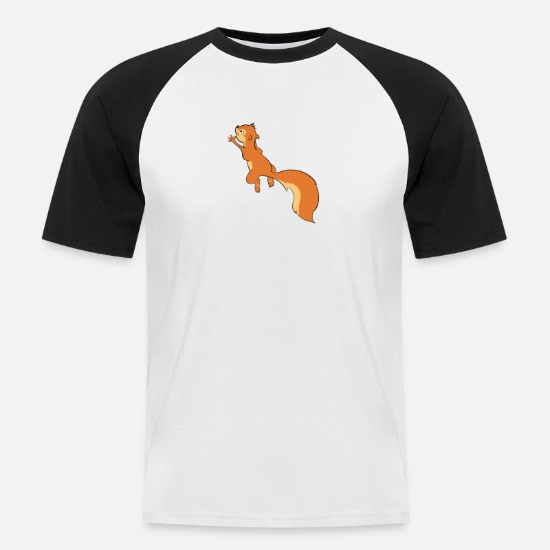 Kletterndes Eichhörnchen Nagetier Squirrel - Männer Baseball-T-Shirt - Weiß/Schwarz