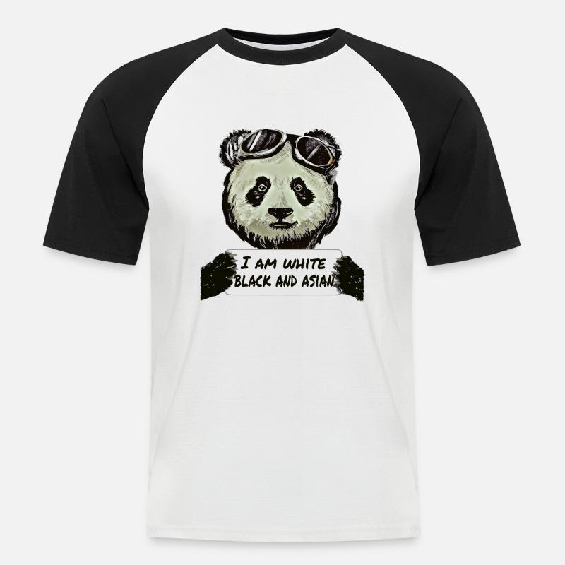 Cool Pilot Panda - Männer Baseball-T-Shirt - Weiß/Schwarz