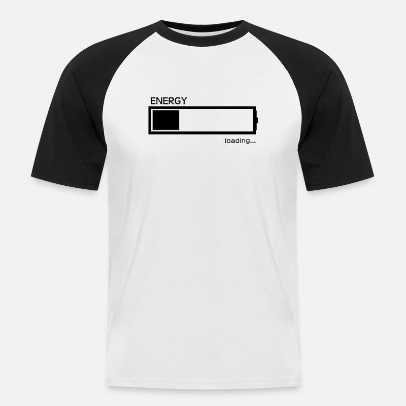 Energy Loading - Männer Baseball-T-Shirt - Weiß/Schwarz