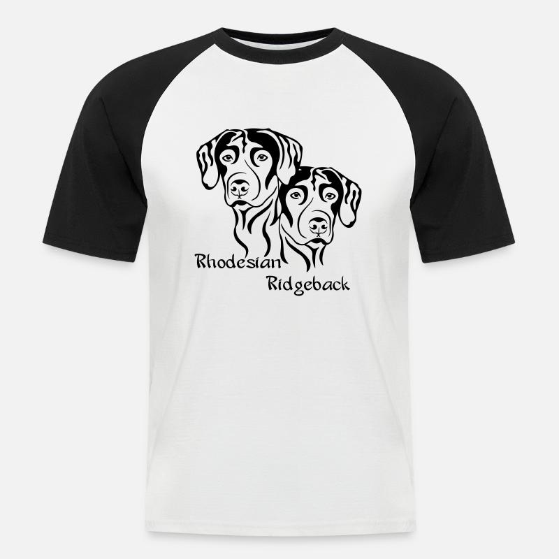 2 Rhodesian Ridgeback / helle Stoffe - Männer Baseball-T-Shirt - Weiß/Schwarz