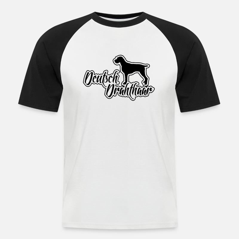 DEUTSCH DRAHTHAAR Hunderasse Jagdhunde Wilsigns - Männer Baseball-T-Shirt - Weiß/Schwarz