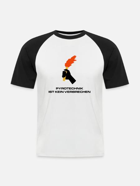 Pyrotechnik - Männer Baseball-T-Shirt - Weiß/Schwarz