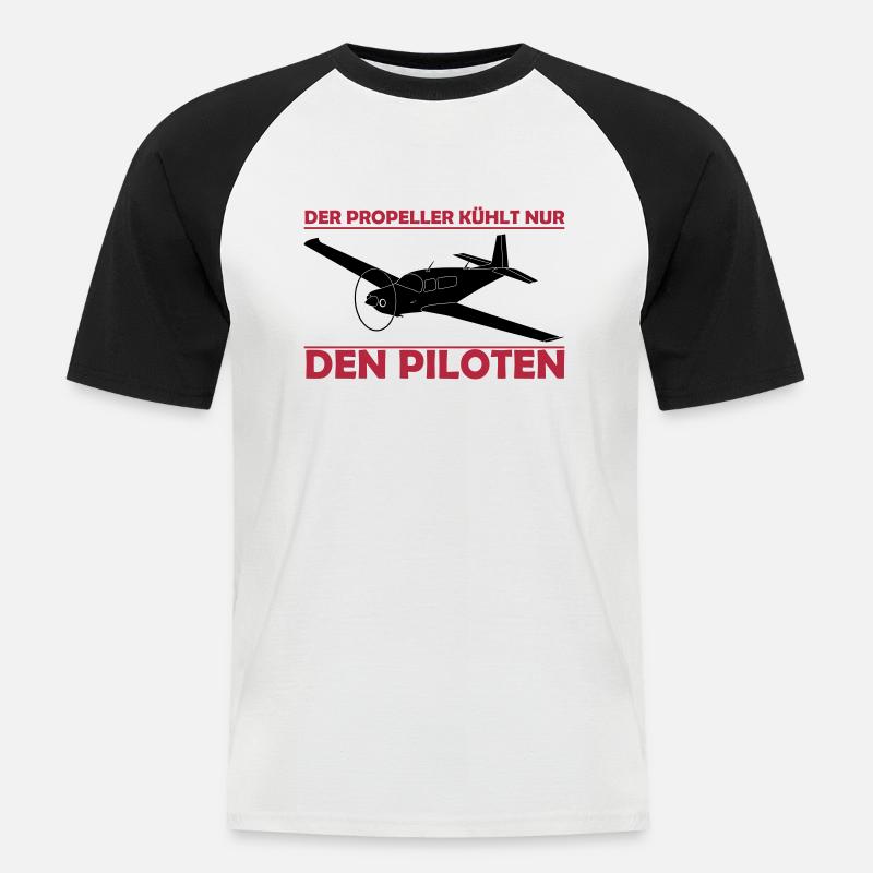 Mooney Motorflugzeug Geschenk - Männer Baseball-T-Shirt - Weiß/Schwarz