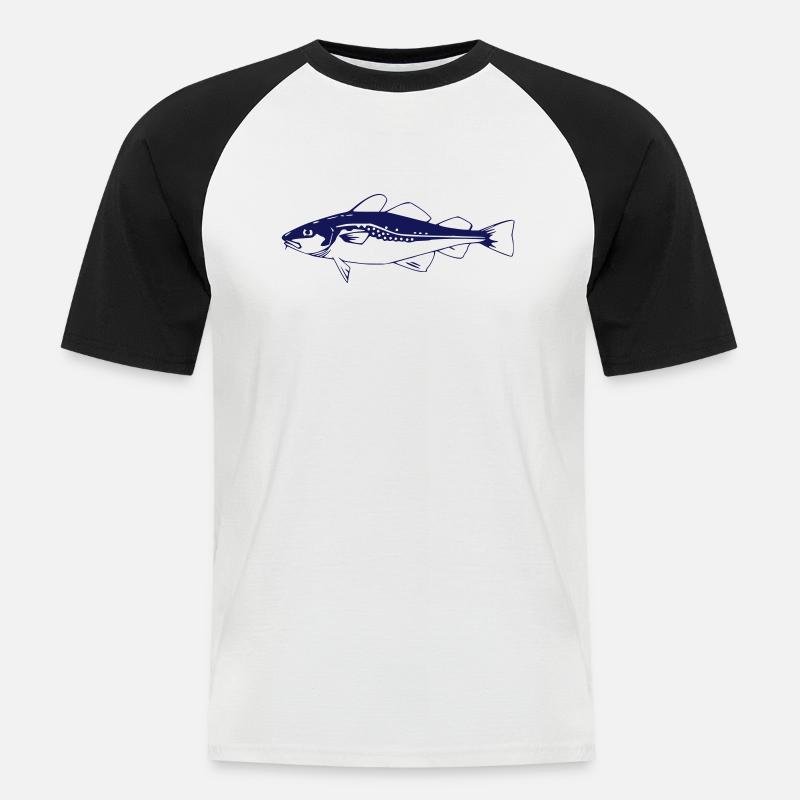 Dorsch, Kabeljau, Cod - Männer Baseball-T-Shirt - Weiß/Schwarz