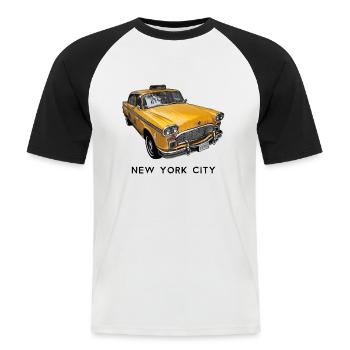 New York City Classic Yellow NYC Checker Taxi Cab - Men's Baseball T-Shirt - white/black - Front - Nik (191cm)