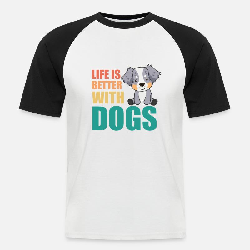 Australian Sheperd Das Leben hunden - Männer Baseball-T-Shirt - Weiß/Schwarz