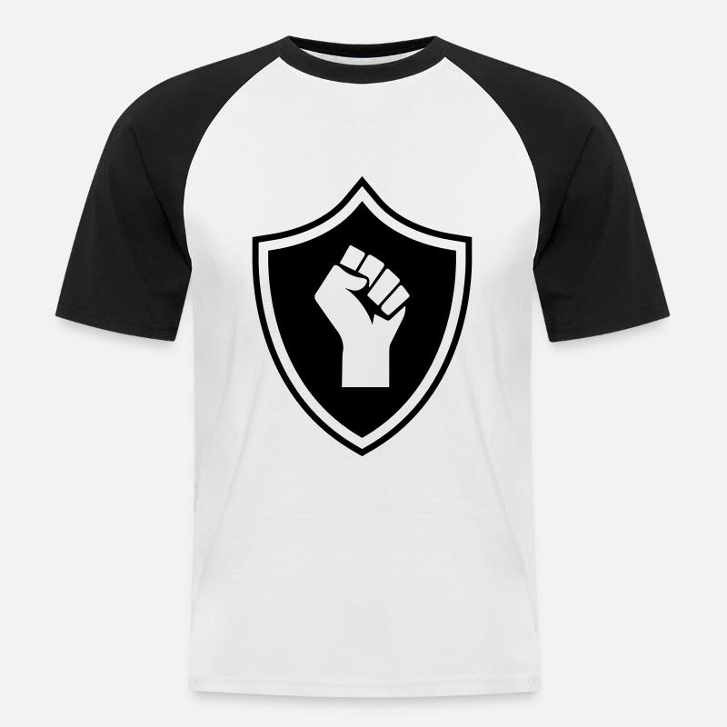 Hand Wappen - Männer Baseball-T-Shirt - Weiß/Schwarz