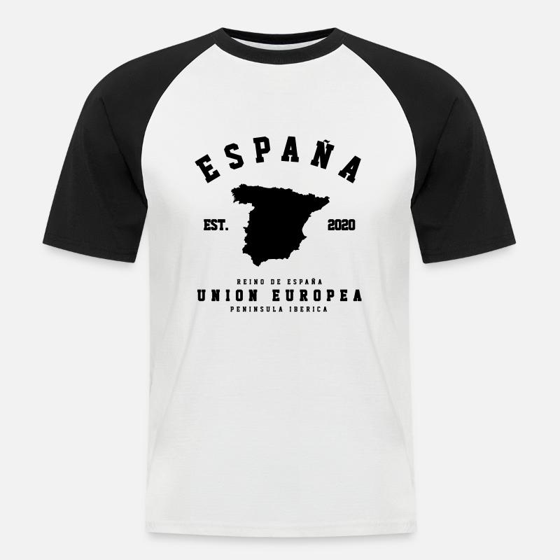 SPANIEN - Männer Baseball-T-Shirt - Weiß/Schwarz