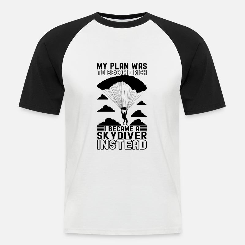 Parachute Parachutist - Men's Baseball T-Shirt - white/black