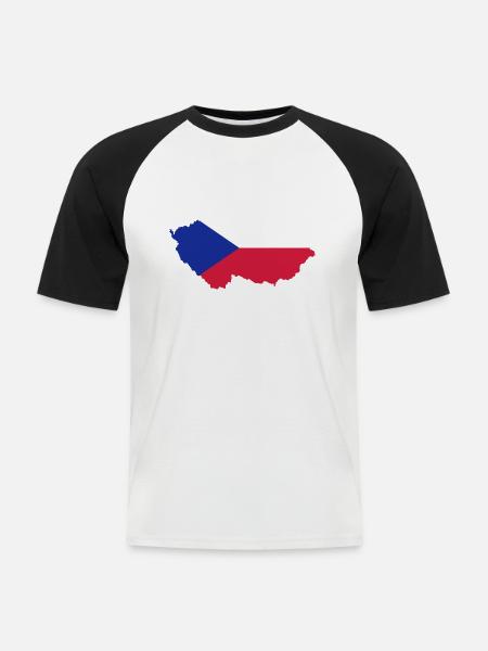 Tschechische Republik - Männer Baseball-T-Shirt - Weiß/Schwarz