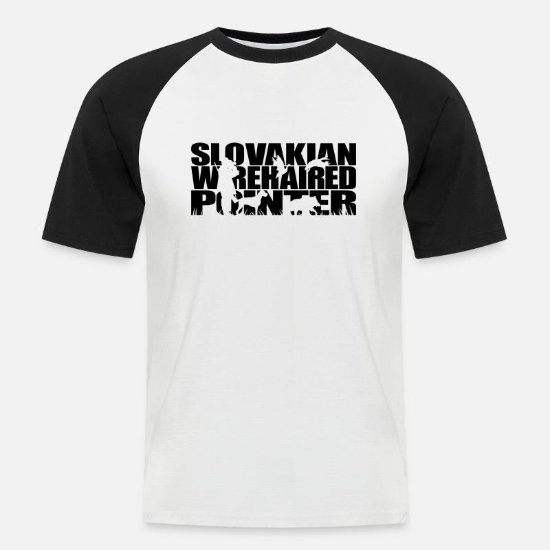 SLOVAKIAN WIREHAIRED POINTER Jagdhunde Wilsigns - Männer Baseball-T-Shirt - Weiß/Schwarz