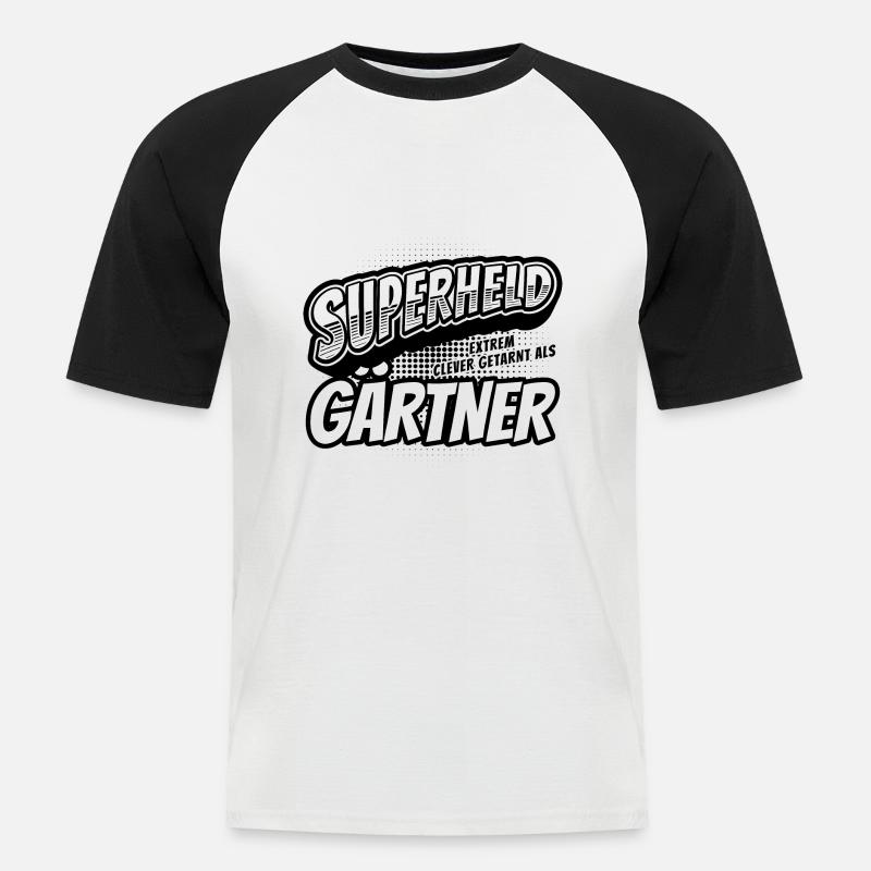 Superheld, clever getarnt als Gärtner - Männer Baseball-T-Shirt - Weiß/Schwarz