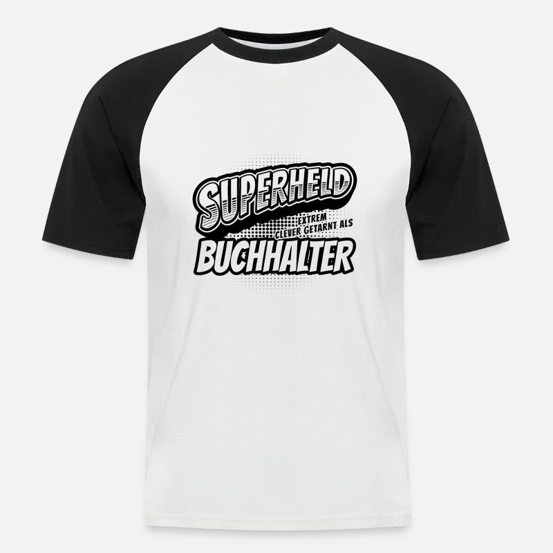 Superheld, clever getarnt als Buchhalter - Männer Baseball-T-Shirt - Weiß/Schwarz