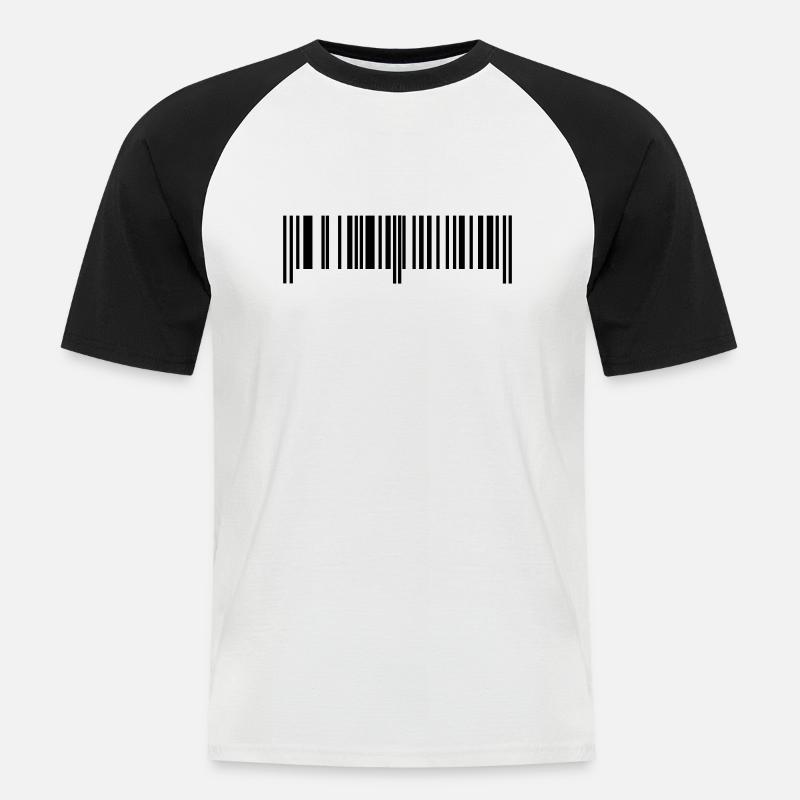 Barcode - Strichcode - Männer Baseball-T-Shirt - Weiß/Schwarz