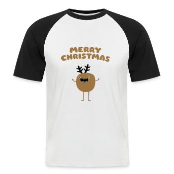 Funny Christmas Reindeer - T-shirt baseball manches courtes Homme - blanc/noir - Devant - Nik (191cm)