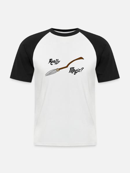 Magic broom or not? - Men's Baseball T-Shirt - white/black