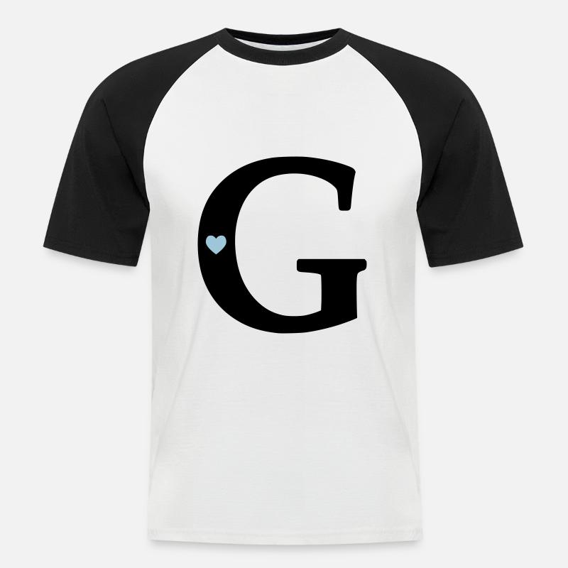 Buchstabe G Anfangsbuchstabe - Männer Baseball-T-Shirt - Weiß/Schwarz