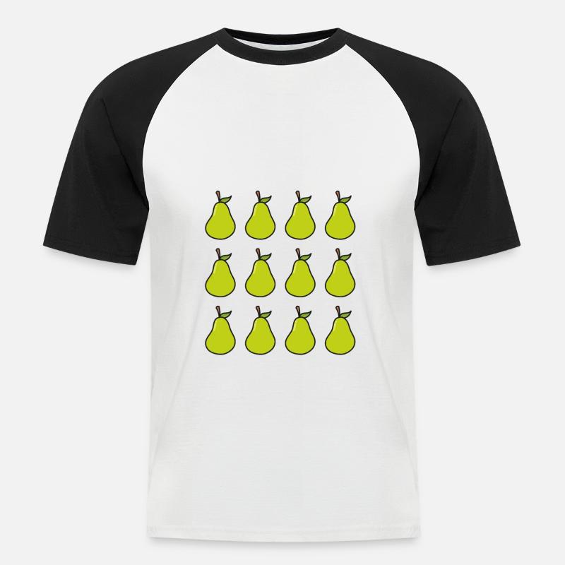 Birne Muster Obst - Männer Baseball-T-Shirt - Weiß/Schwarz