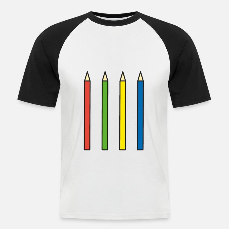 Stifte Bleistift Schreibwaren - Männer Baseball-T-Shirt - Weiß/Schwarz
