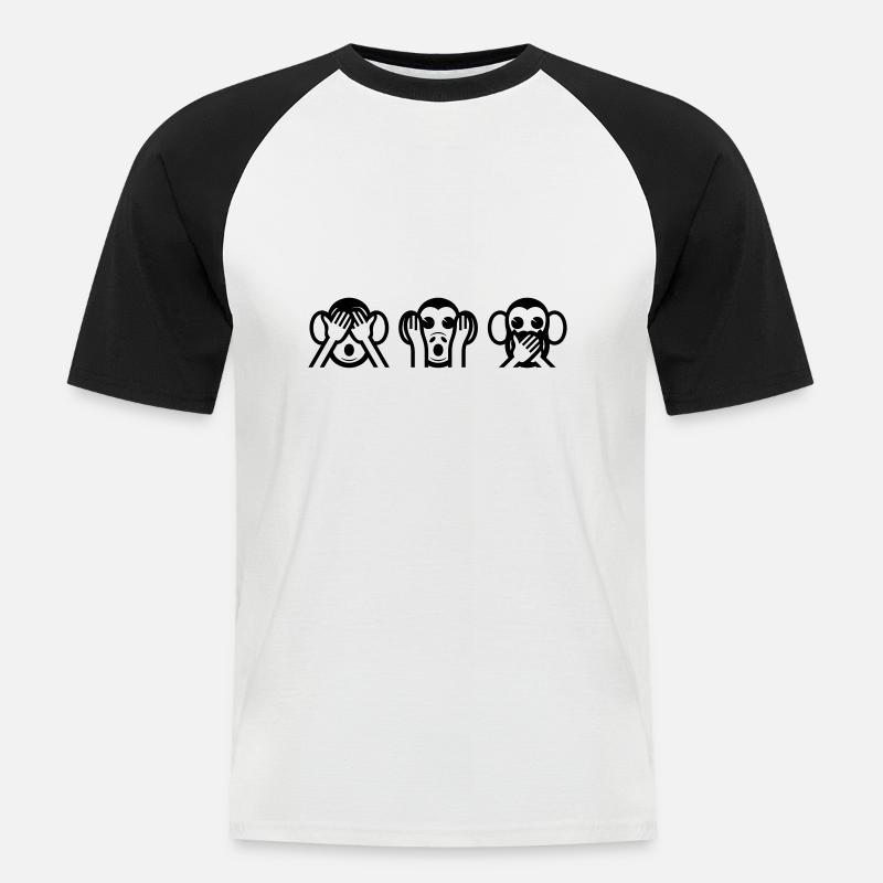3 Wise Monkey - Men's Baseball T-Shirt - white/black
