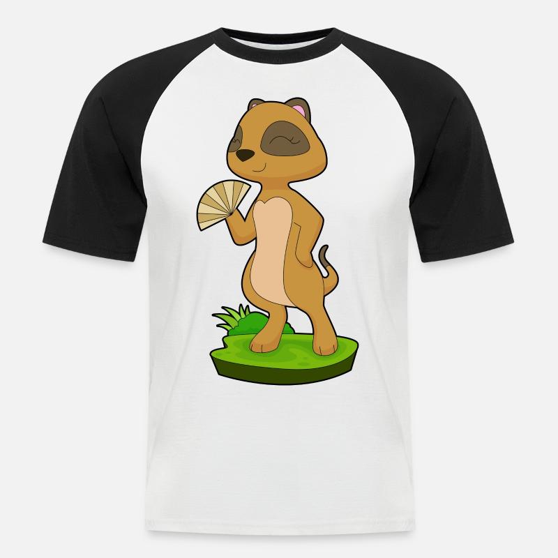 Erdmännchen Handventilator - Männer Baseball-T-Shirt - Weiß/Schwarz